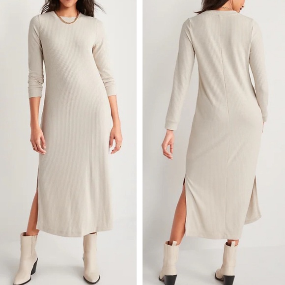 NWT Old Navy Rib-Knit Maxi Shift Dress in Wishbone - Picture 1 of 2
